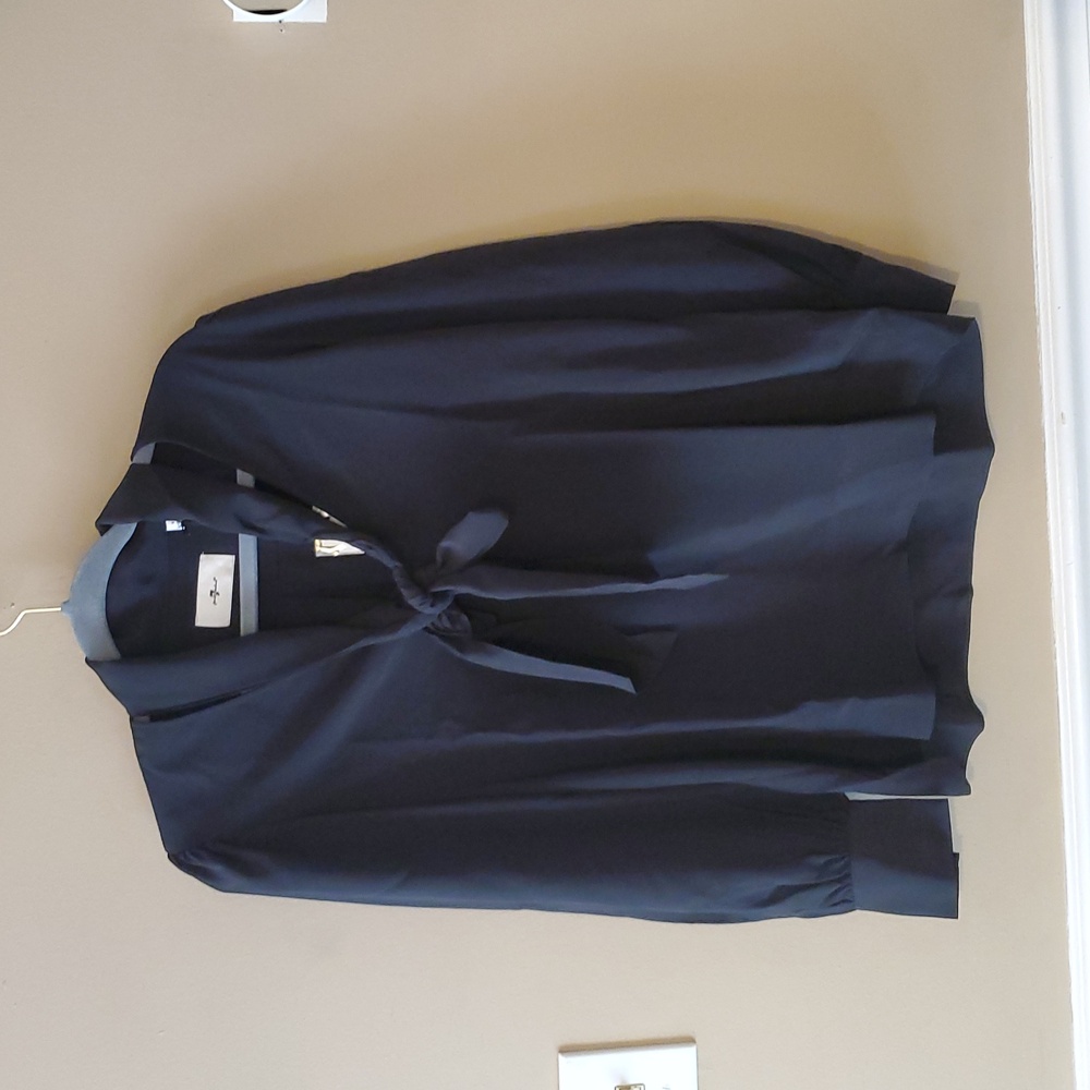 7 For All Mankind Womens Relaxed Bow Silk Blouse In Black Size S NWT'S - Picture 3 of 11